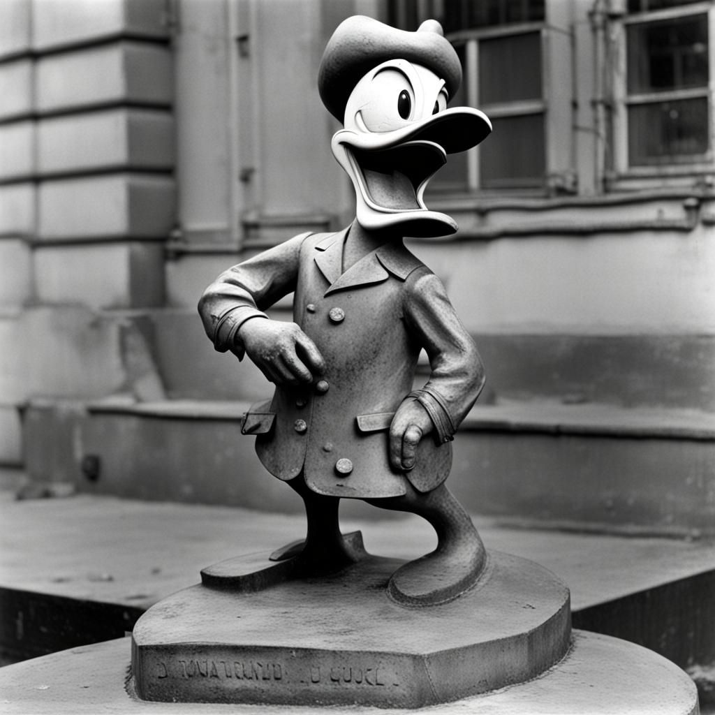 Horrendous donald duck statue in 1940s russia - AI Generated Artwork ...