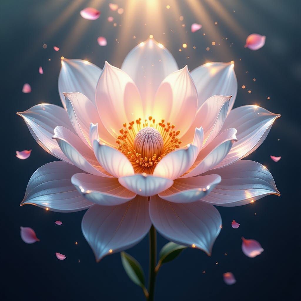 Giant Crystal Flower Radiates Golden Light