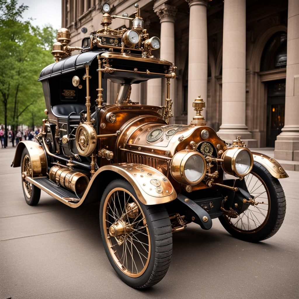 Steampunk Police Chief Officer's automobile - AI Generated Artwork ...