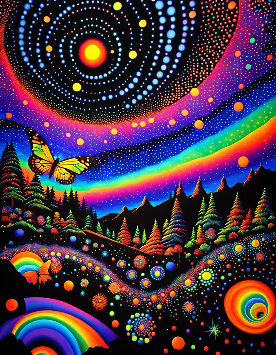 fluorescent dot art  by @Fella Spears