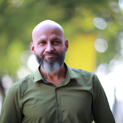 Bald phycology teacher with cool beard and green shirt