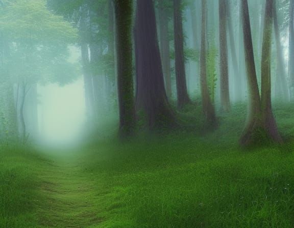 summer forest ethereal fantasy hyperdetailed mist