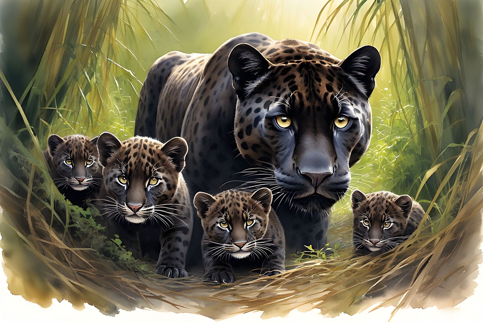 Florida Panther and kittens