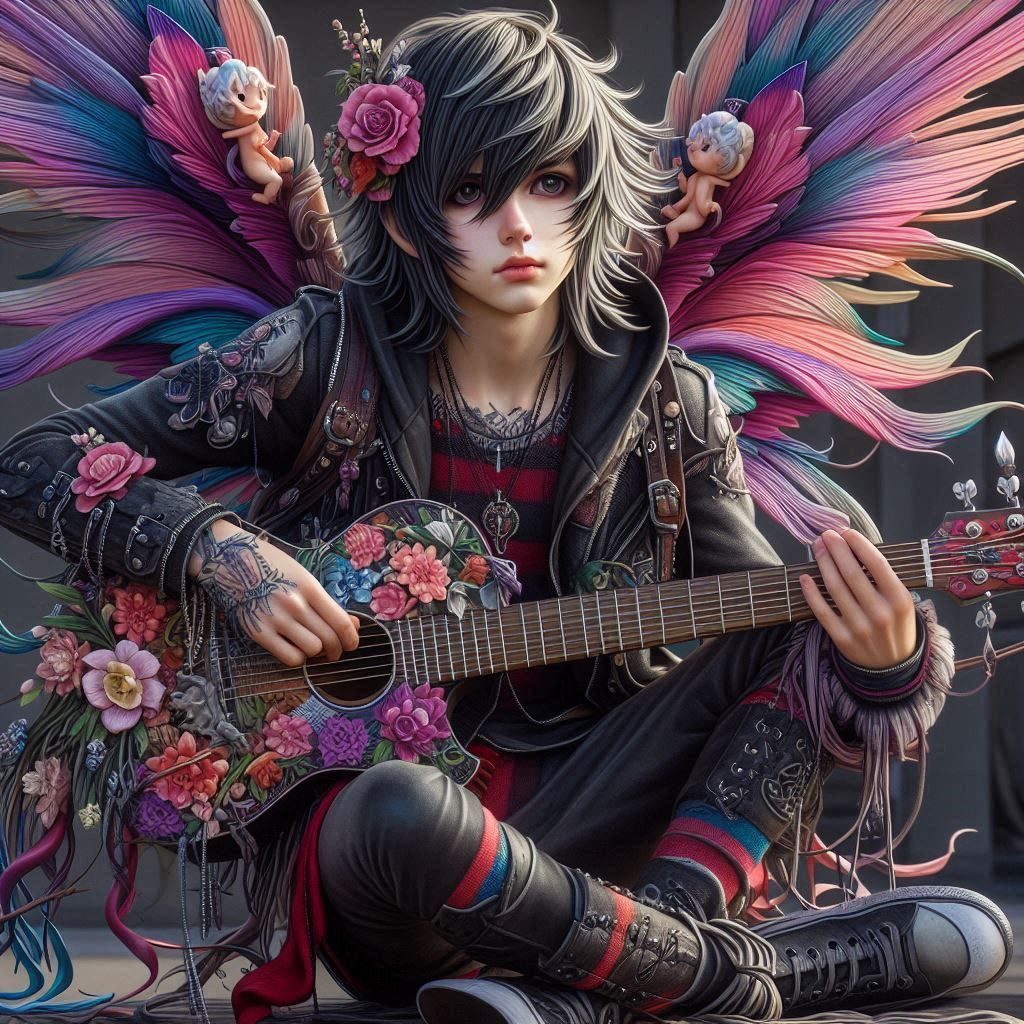 Emo fairy playing guitar