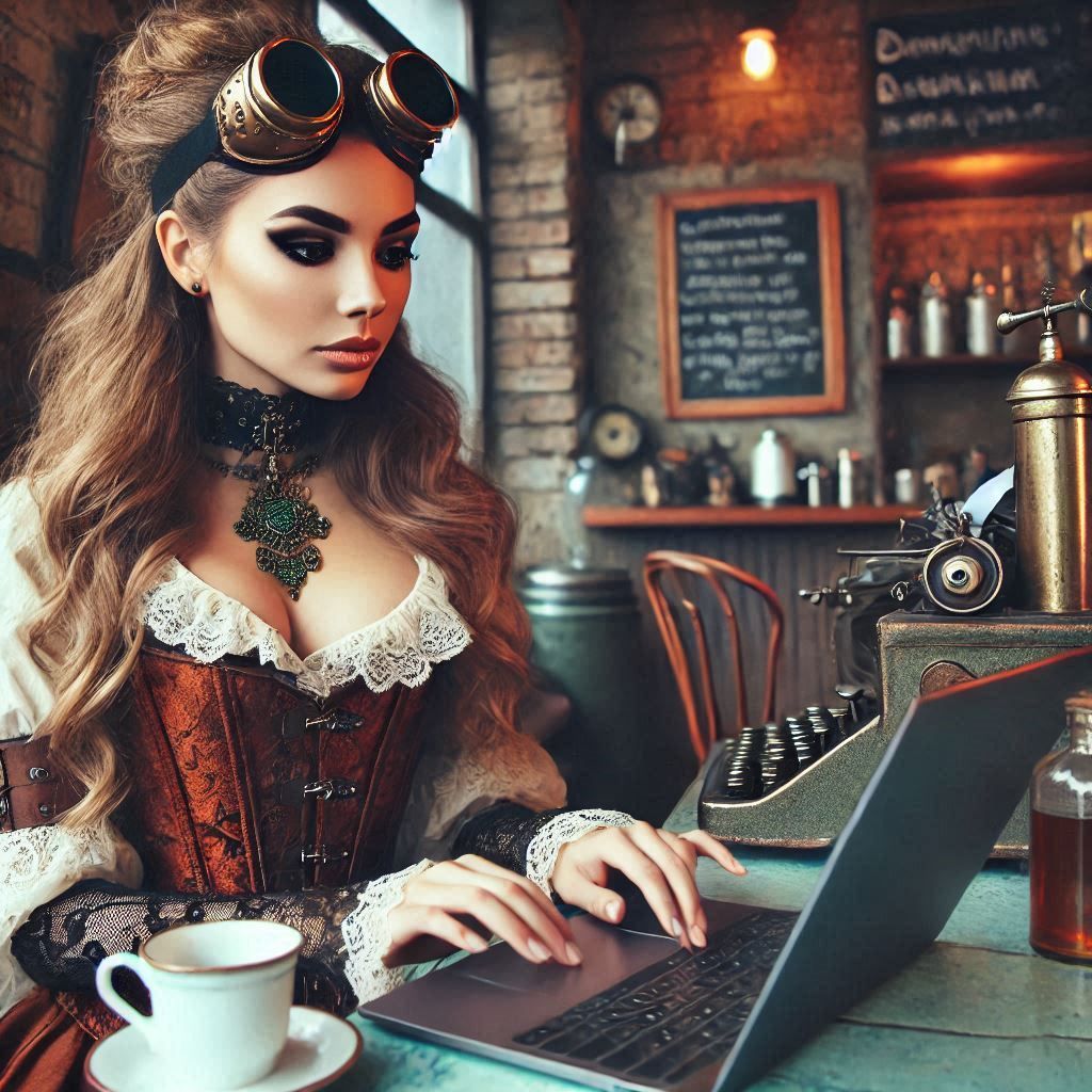 Steampunk internet cafe