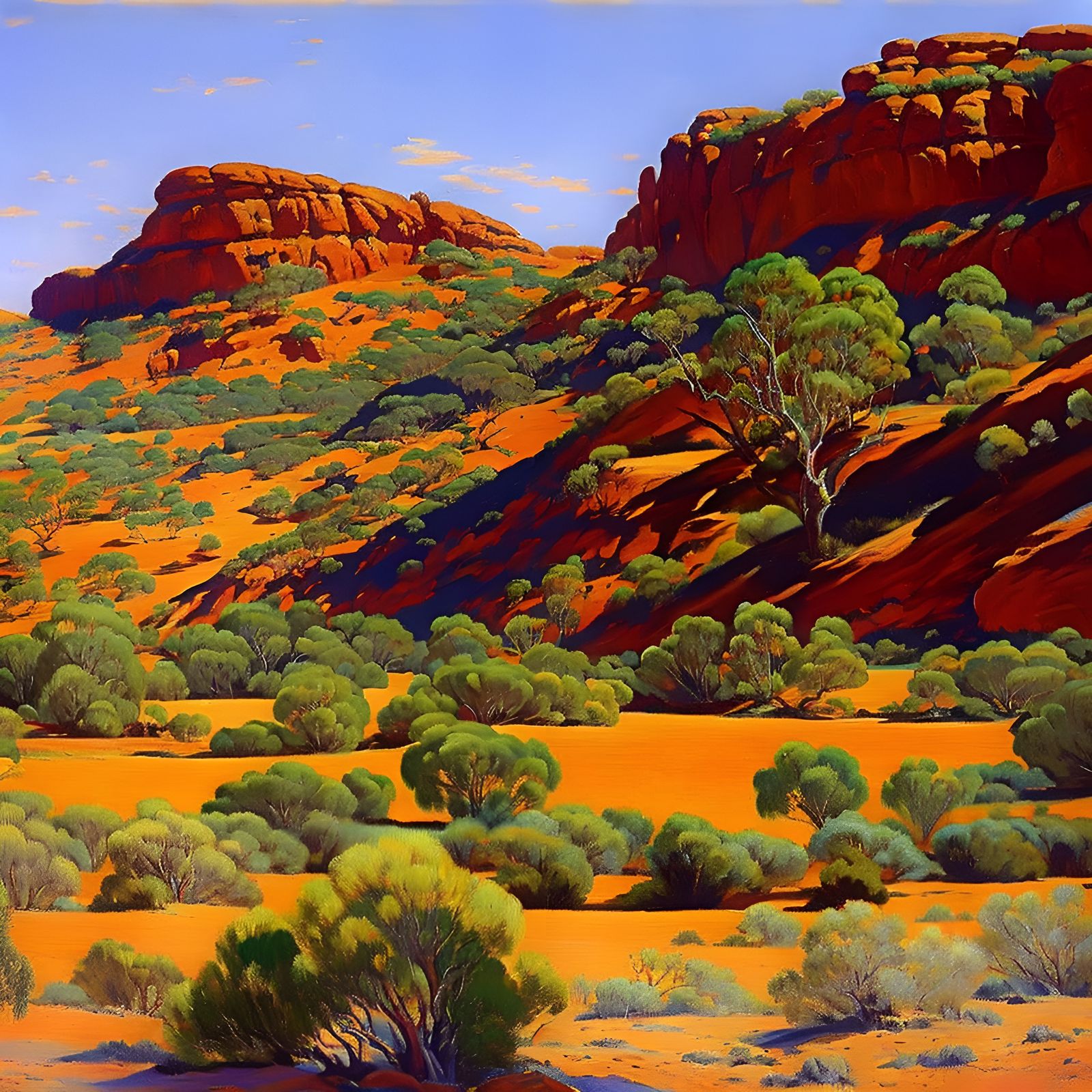 Beautiful Australian landscape in the style of Albert Namatjira  by @undefined