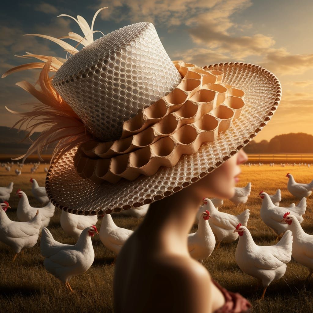 BUBBLE WRAP & EGG CARTON HAT (with chicken feathers)  by @KILLJOY KATE