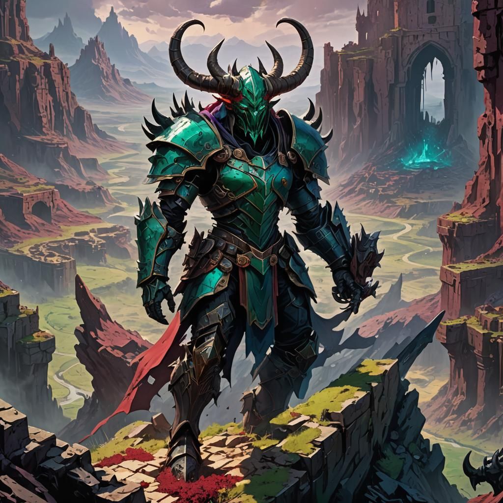 Warrior on Ruined Stronghold in Fantasy Matte Painting