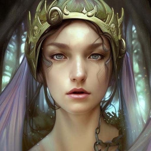 beautiful young elf princess chained to a tree. trolls watch...