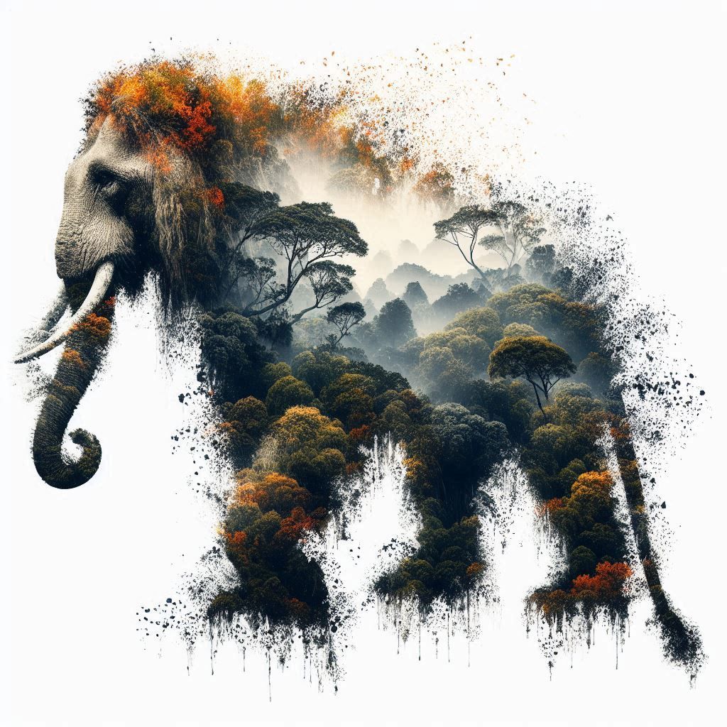 double exposure beautiful fantasy DALL-E 3 portrait landscape..