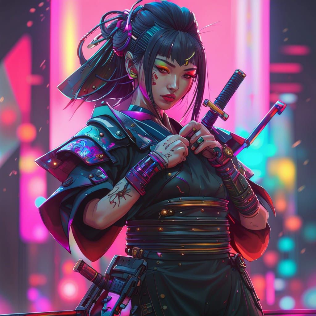 Cyberpunk Samurai - AI Generated Artwork - NightCafe Creator