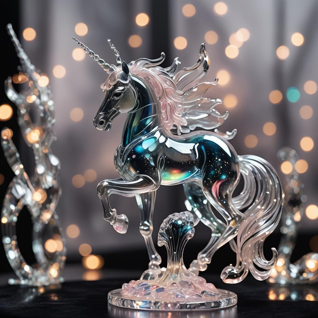 Photo realistic glass unicorn figurine   by @MeriiLu