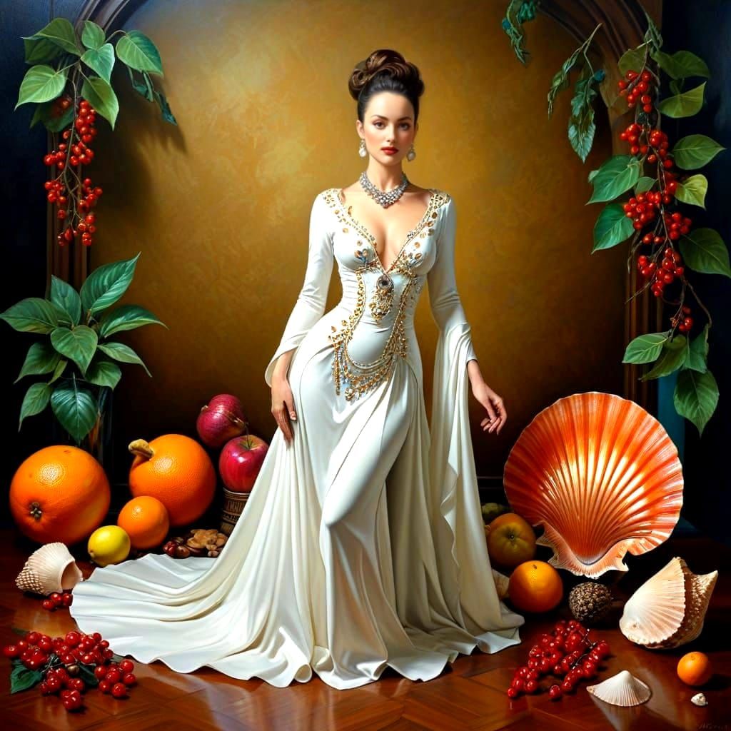 Surreal Portrait of a Happy Woman in Haute Couture