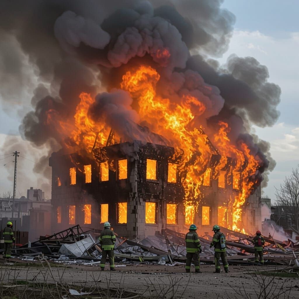 City Ablaze Reaching Towards the Sky