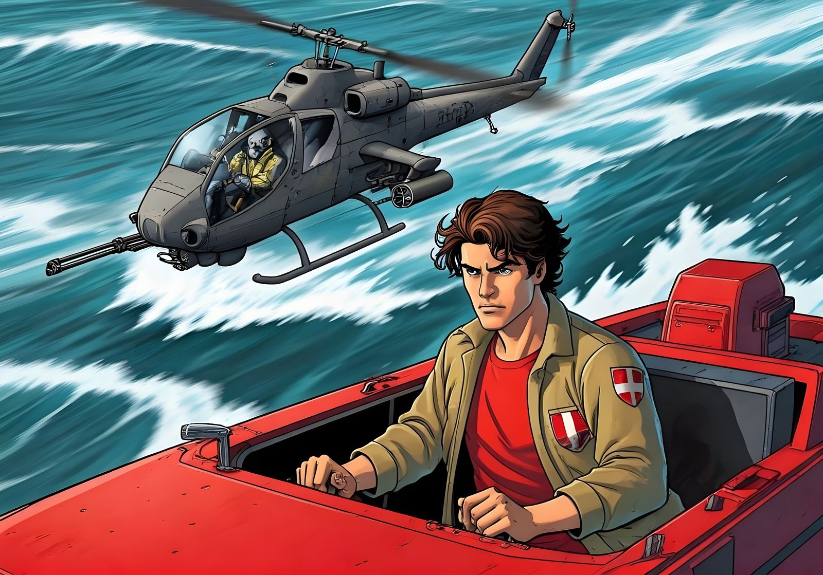  James Bond, Jr.,  evading Skullcap in The Eiffel Missile  by @Gary Murakami