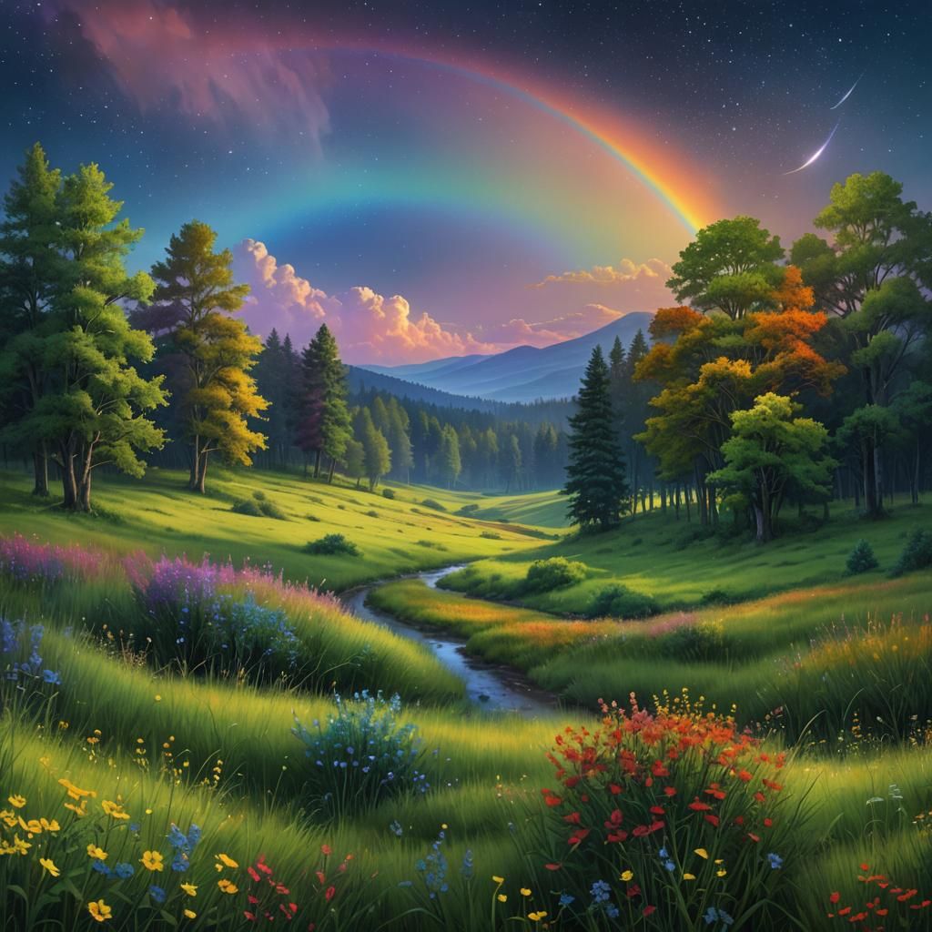 Rainbow in Dark Morning Sky - AI Generated Artwork - NightCafe Creator