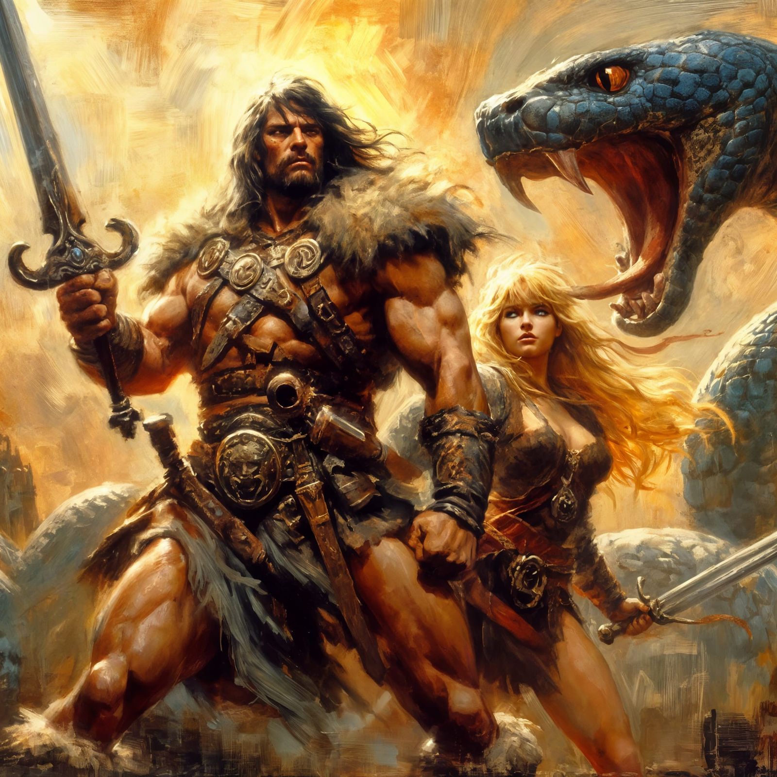 Conan, Valeria, and Thulsa Doom