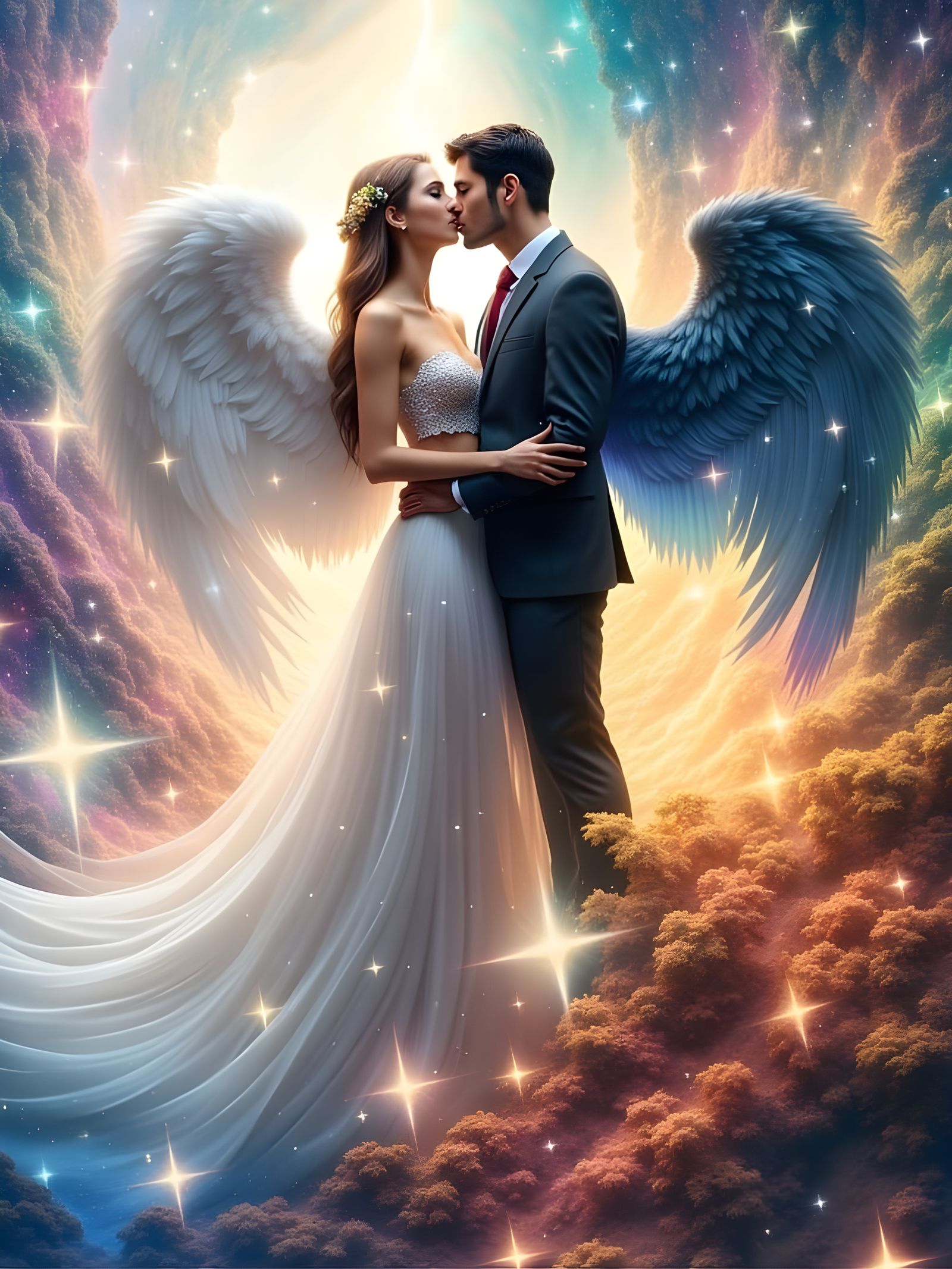 Celestial Lovers in Ethereal Harmony