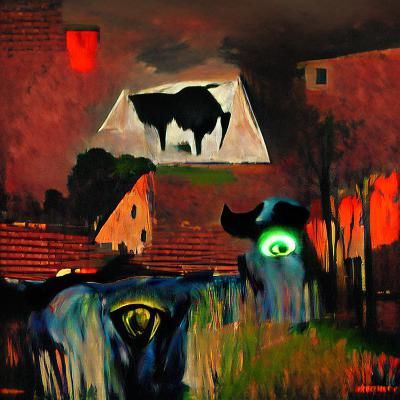 The cow is watching you noir horror expressionist