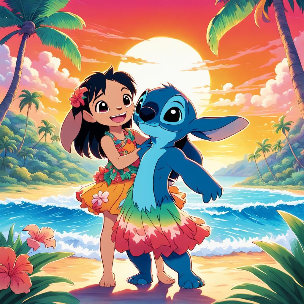 Lilo and Stitch: Hawaiian Sunset Anime Key Visual
