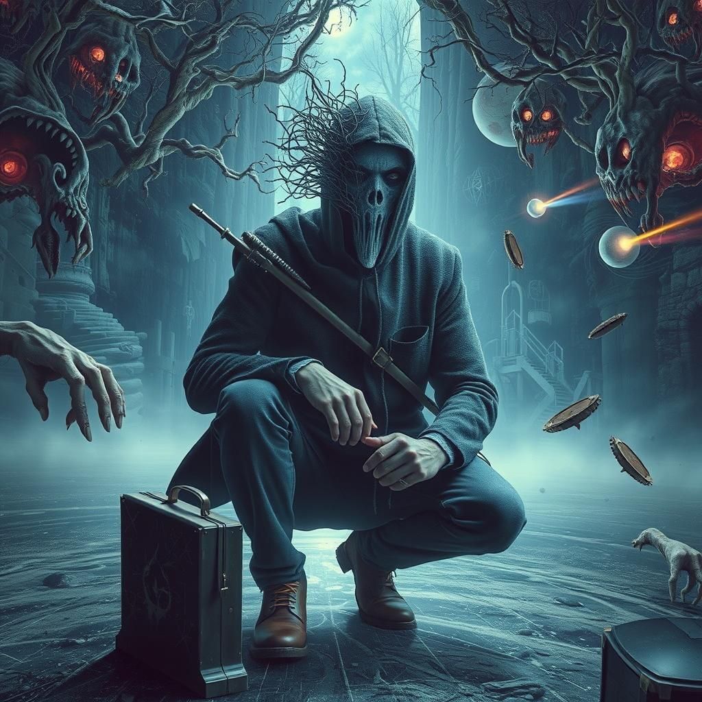 Ethereal Hooded Figure by Moonlit Lake