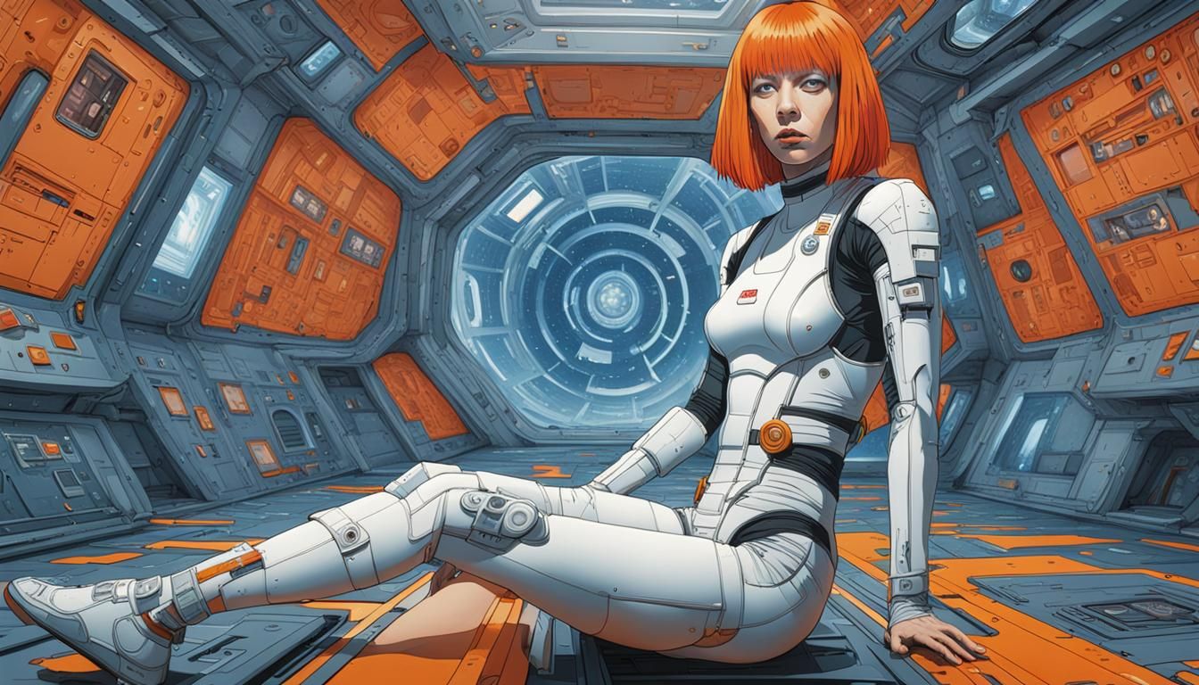 The beautiful  Leeloo from the movie the 5th element half lo...