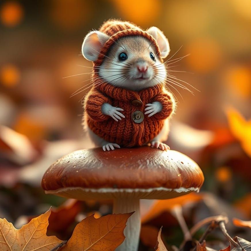 Mousie on a Mushroom  by @MommaKitty
