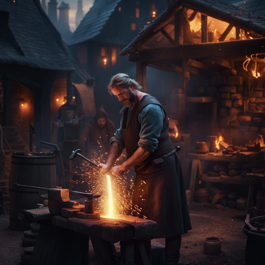 midieval blacksmith at forge  by @ColdBoldTold