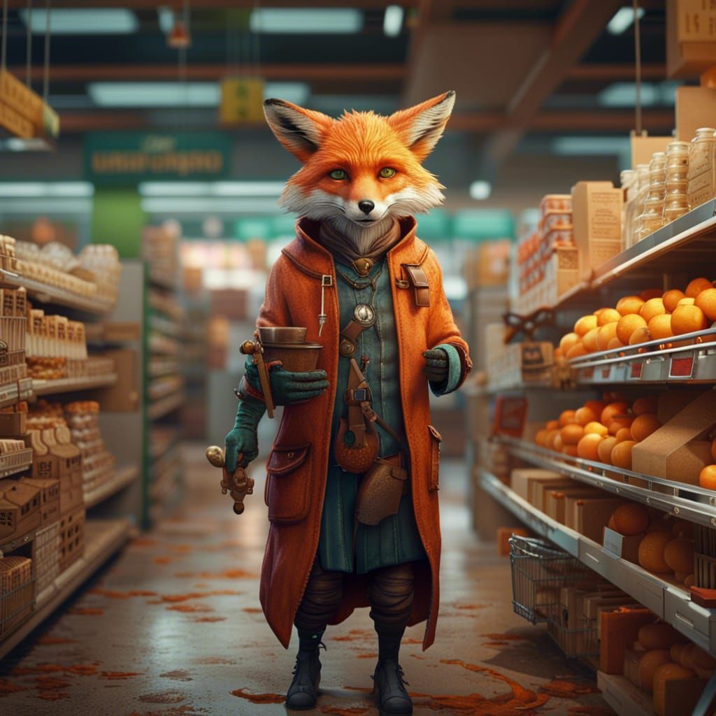 Just a shopping fox  by @Abominator