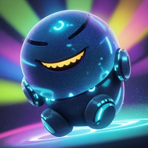 Cheerful Robot in Anime-Inspired Digital Art