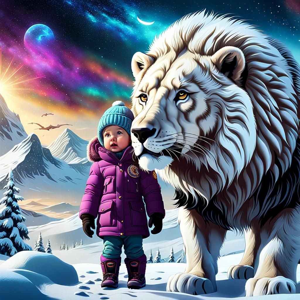 Baby With Polar lion 2