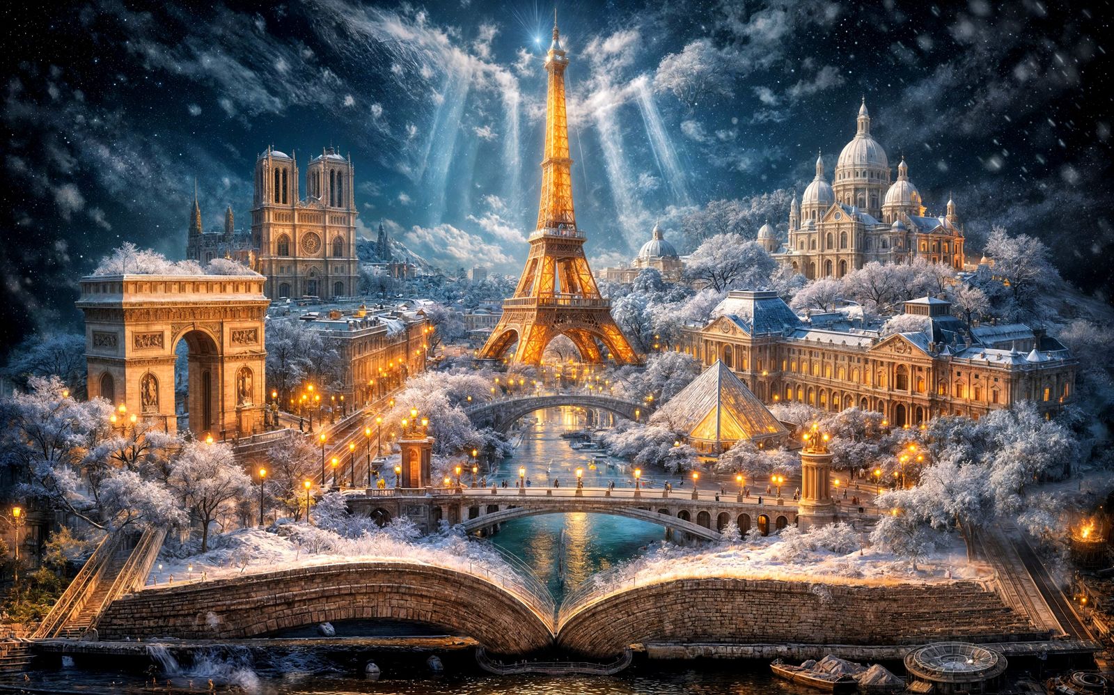 snow-covered Paris