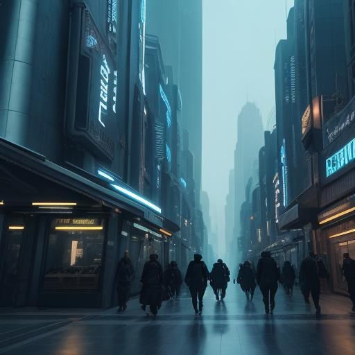 3 futuristic city in different shades of blues buildings, si...