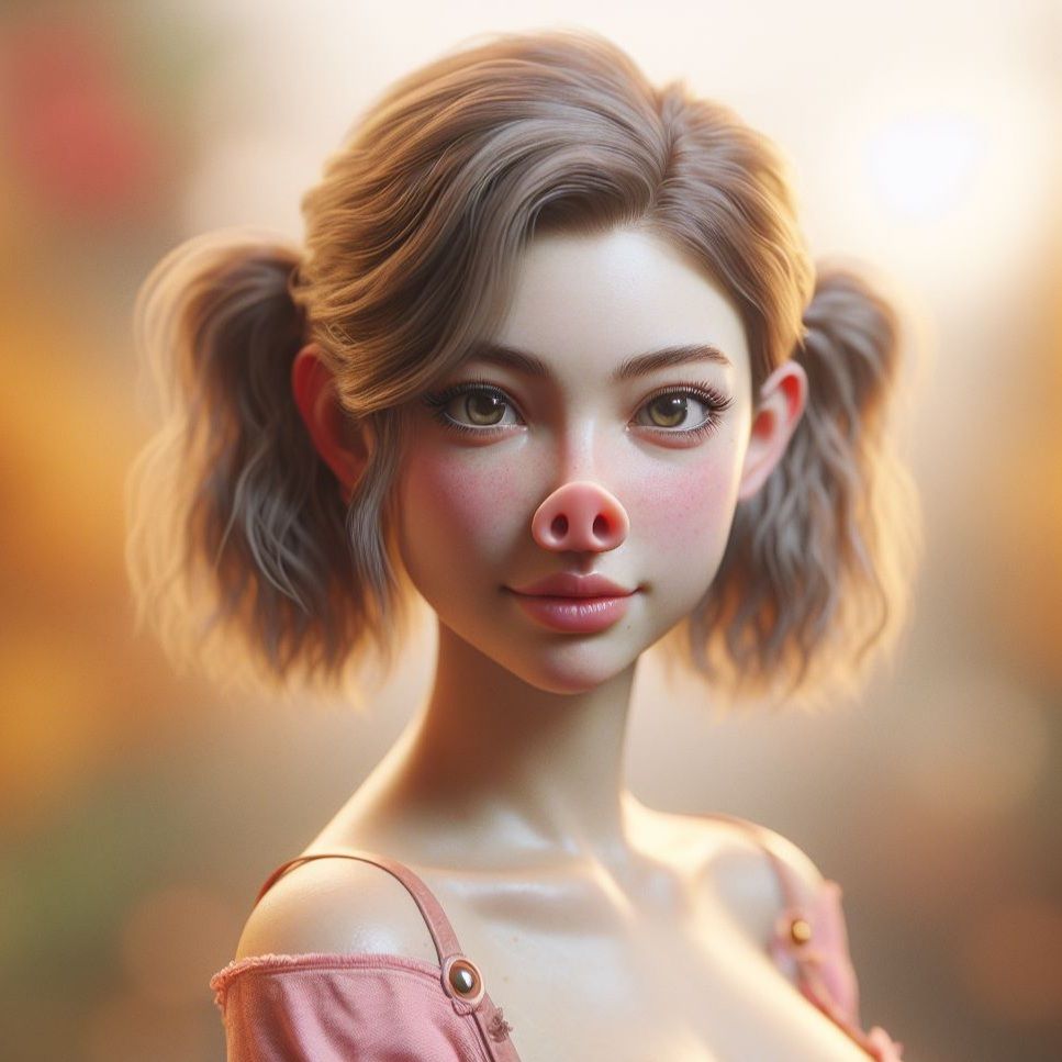 woman with a pig nose