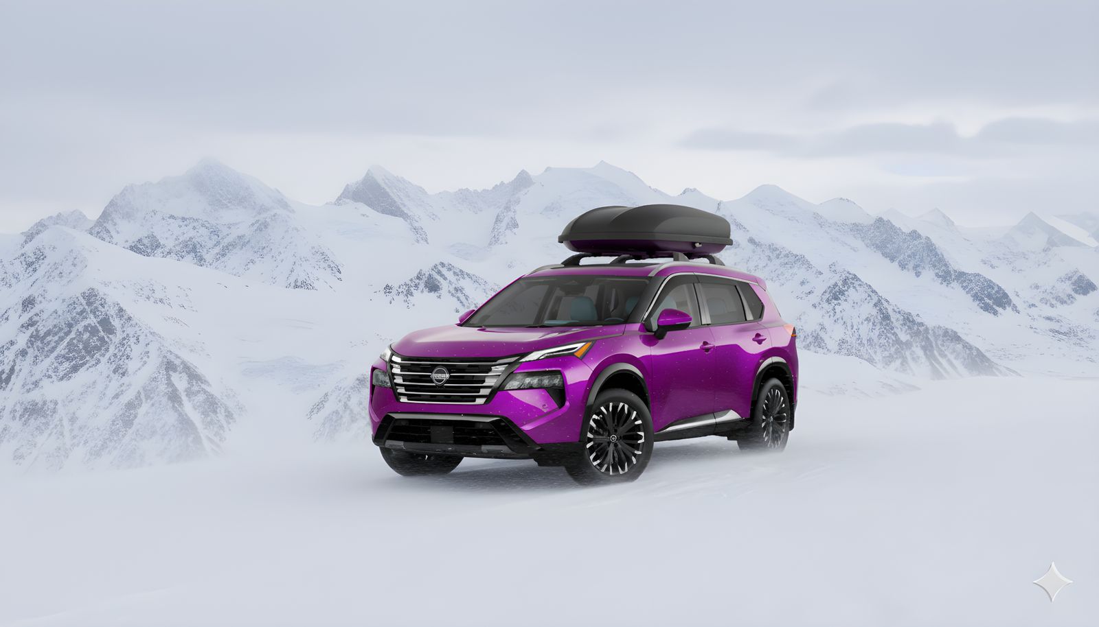 Customized 2026 Nissan Rogue Platinum atop of an arctic moun...