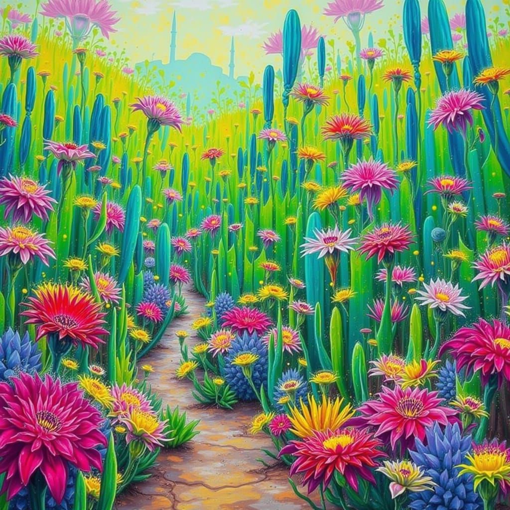 <lora:BLOOMING VIBRANT:1.0> Cactus desert