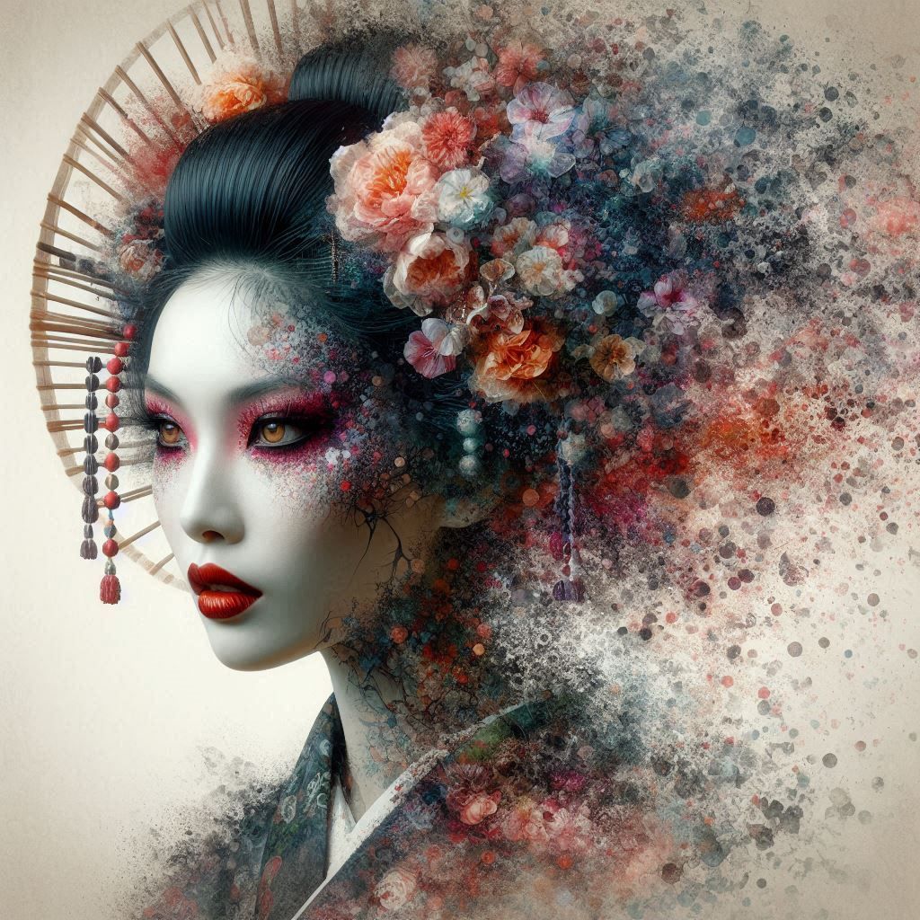double exposure beautiful fantasy DALL-E 3 portrait landscap...