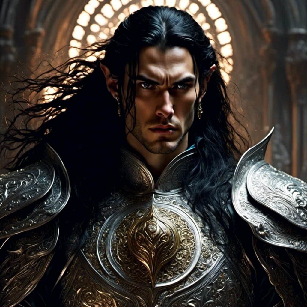 Furious Elf Feanor with Silmaril in Digital Art