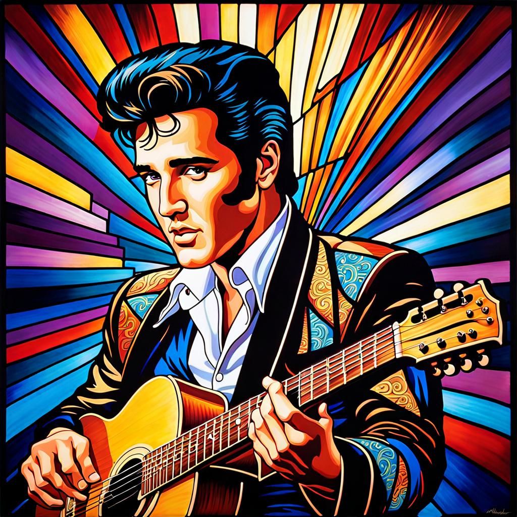 Iconic Elvis Presley Stained Glass Windows - AI Generated Artwork ...