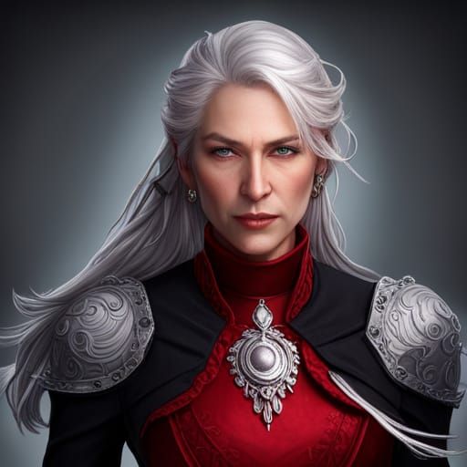 Silver-Haired Princess Portrait in Renaissance Gown
