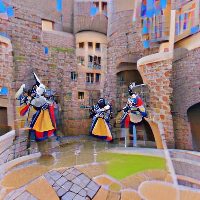 Knights in a Castle Courtyard