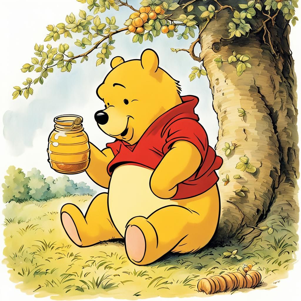 Winnie the Pooh loves honey  by @Fuzzykins