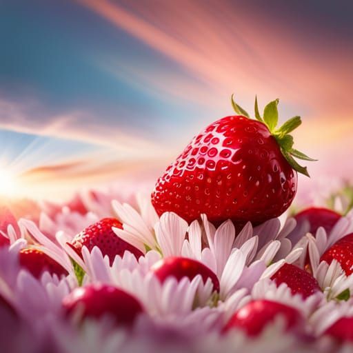 "Hyperrealistic close-up of a luscious, glistening strawberry :: Exquisite details :: Vibrant colors ...  by @GPT