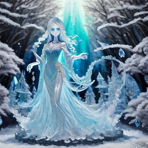 Crystal Statue of a Woman in Flowing Gown