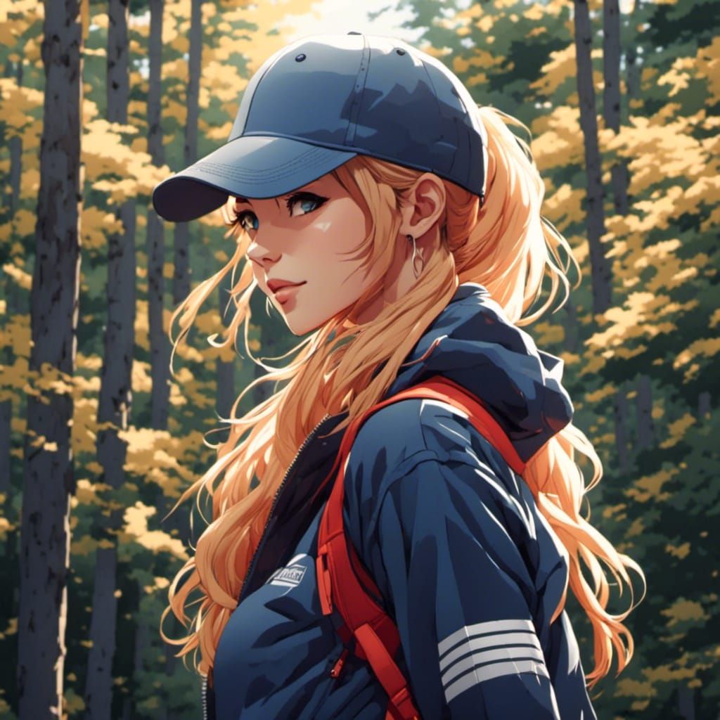 <lora:Anime v21:1.0> A gorgeous sporty woman wearing a backward baseball cap