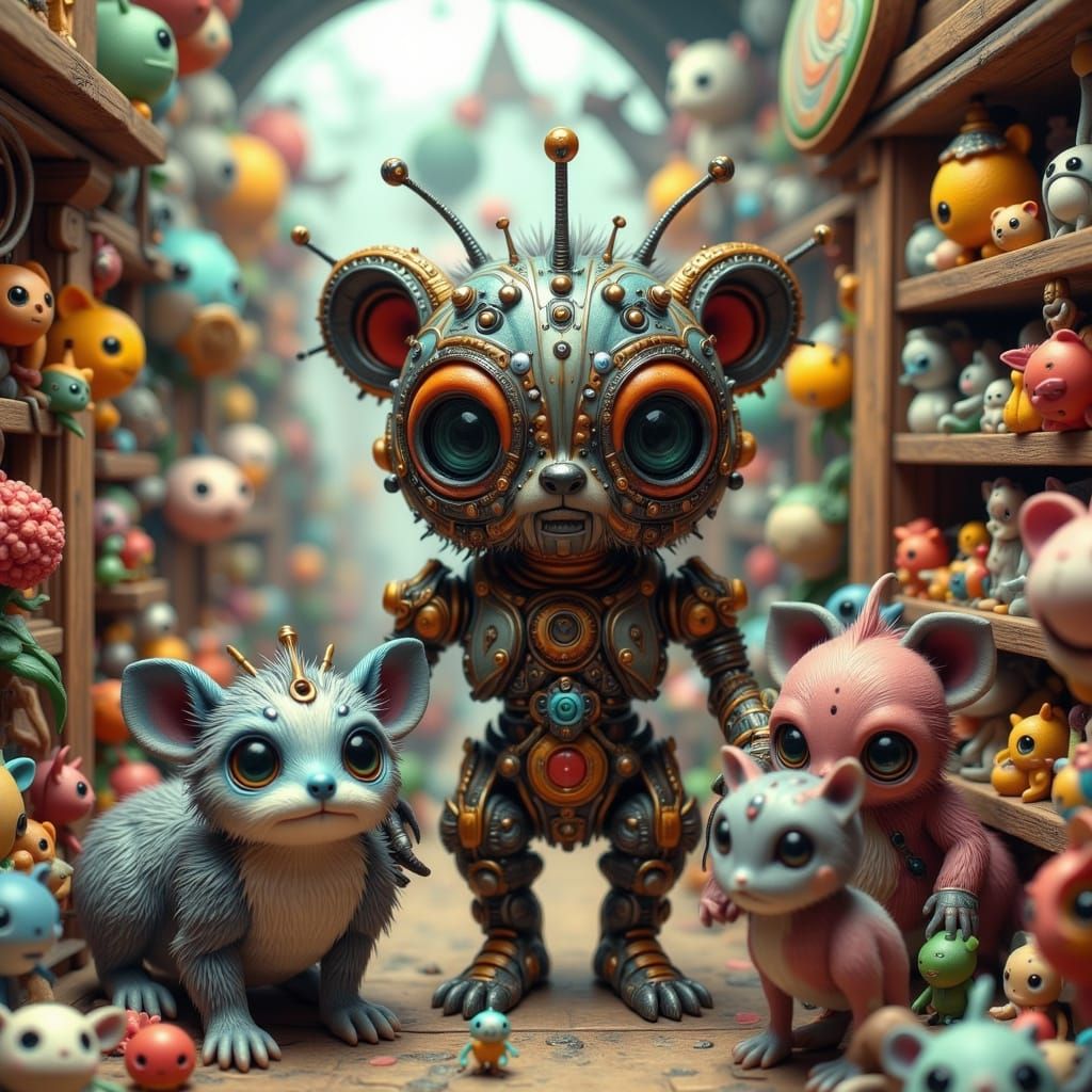 Adorable Automata Shop for Cute Animals in Steampunk Toy Sto...