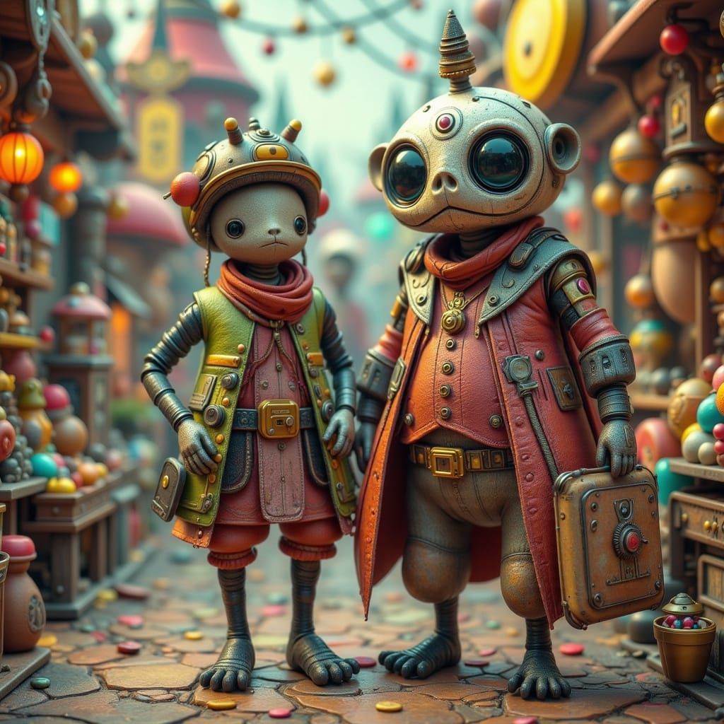 Adorable Automata Shop for Baby Animals in Steampunk Toy Sto...