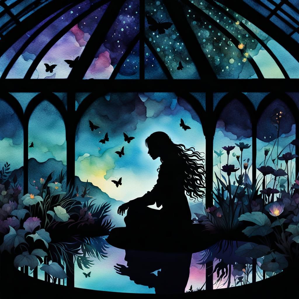 Lament in the greenhouse at night  by @toheitka