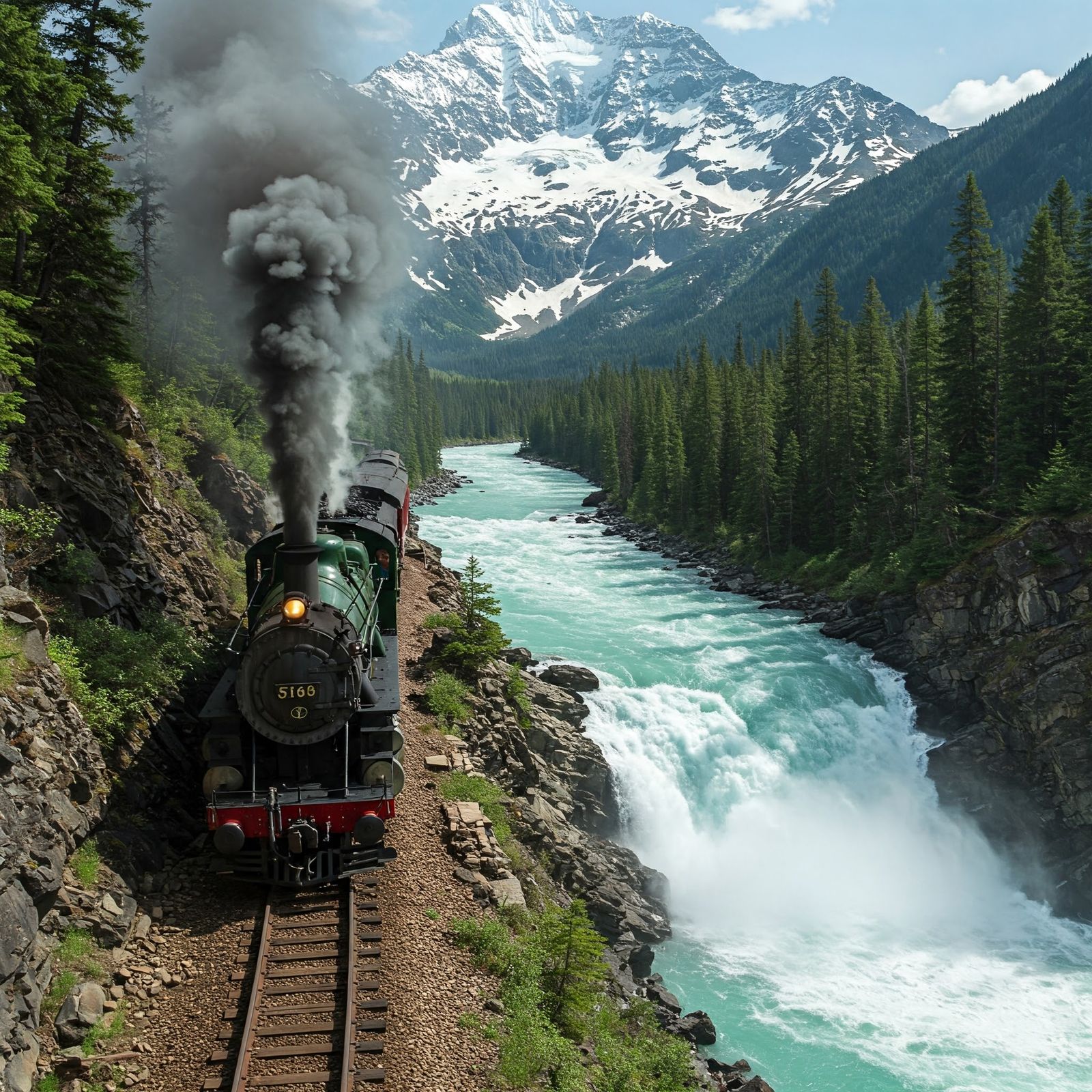 Steam Train on a mountain track
