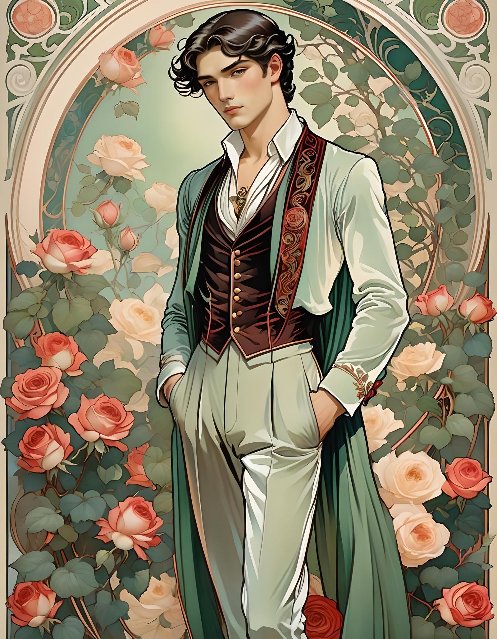 Art Nouveau picture of a man.  by @Evipls